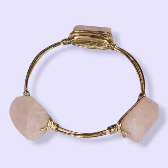 Bohemian Wire Wrapped Pink Quartz Bracelet - Picture 2 of 6